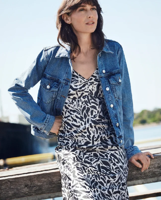 Part Two Frederikka Denim Jacket Tiered Jacket Buttoned Jacket Zippered Jacket
