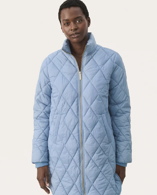 Part Two Ollias Windward Blue Quilted Jacket - UK14 Oversized Jacket Tailored Jacket Straight Jacket