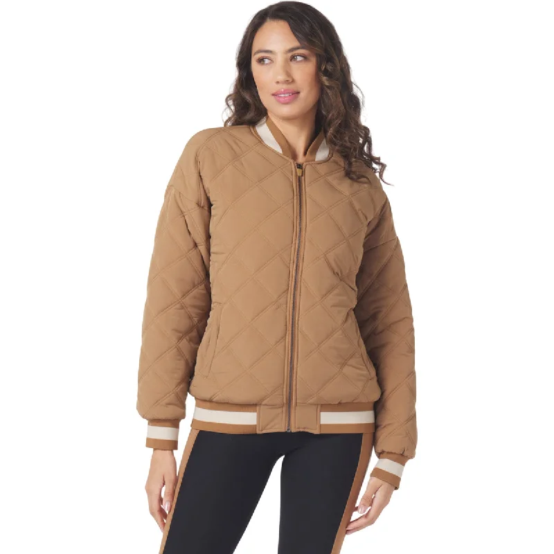 Glyder Women's Almond/Oatmilk Varsity Puffer Jacket Hooded Jacket Caped Jacket Shawl Collar Jacket