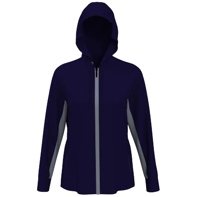 Perry Ellis Women's Peacoat Navy Full Zip Jacket Satin Jacket Silk Jacket Chiffon Jacket