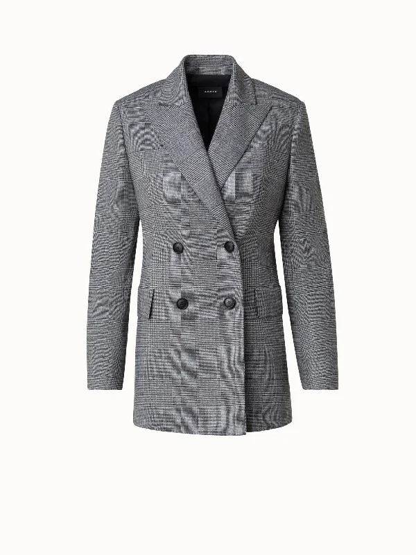 Prince of Wales Checked Jacket in Wool Cashmere Wool Jacket Cashmere Jacket Tweed Jacket