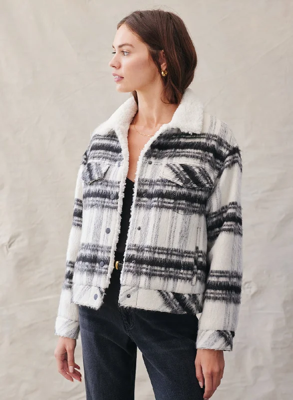 Sherpa Lined Trucker Jacket V-Neck Jacket Boat Neck Jacket Square Neck Jacket