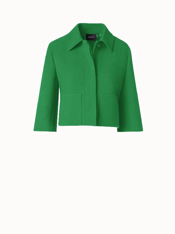 Short Boxy Wool Crêpe Jacket Wool Jacket Cashmere Jacket Tweed Jacket