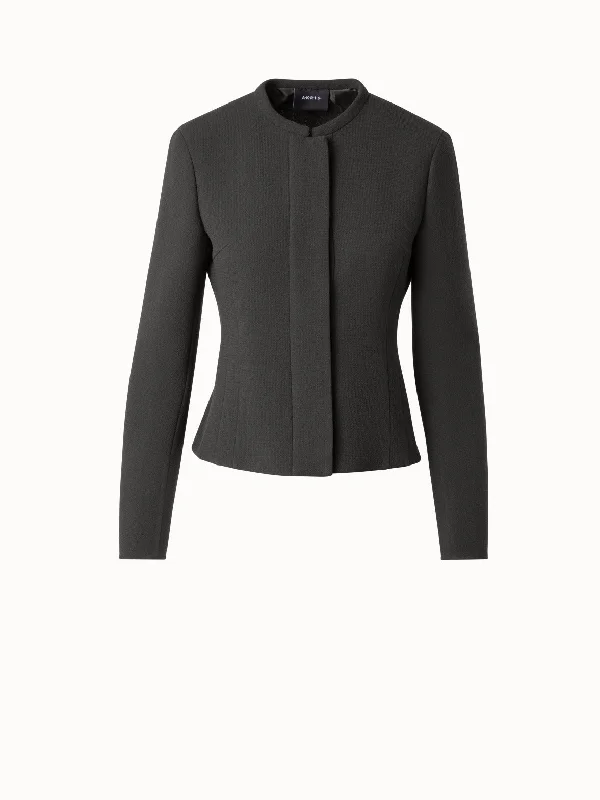 Short Tailored Jacket in Wool Double-Face Toggled Jacket Drawstring Jacket Belted Jacket