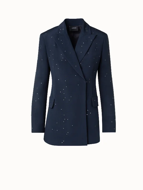 Silk Crêpe Jacket with Swarovski Stars Zip Front Button Front Snap Front