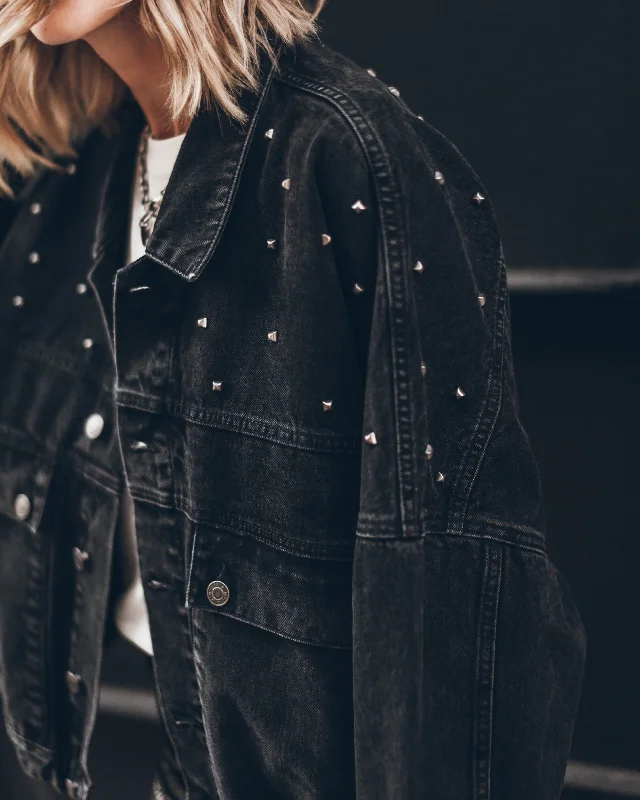 The Black Studded Denim Jacket Denim Jacket Leather Jacket Suede Jacket