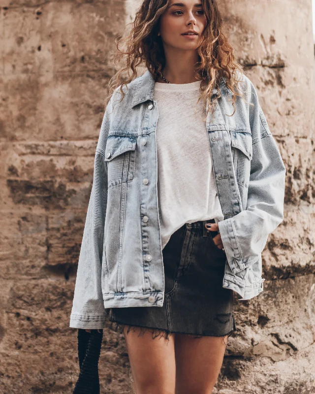 The Blue Oversized Denim Jacket Mesh Jacket Canvas Jacket Denim Jacket