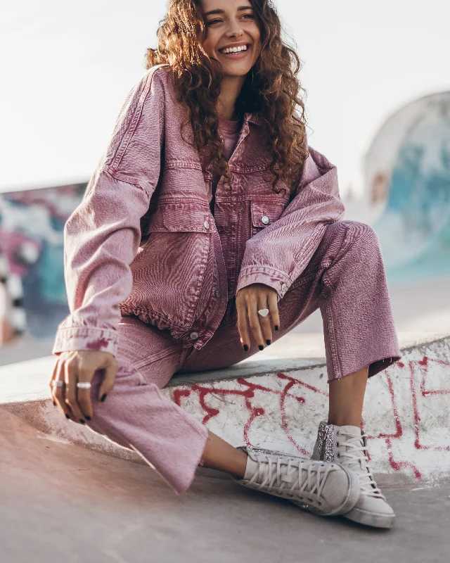 The Pink Faded Denim Jacket Bomber Jacket Anorak Windbreaker