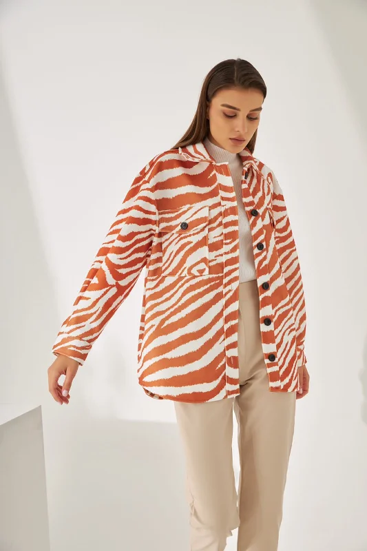 ZEBRA LEATHER JACKET 292 Hoodie Zip-Up Jacket Button-Up Jacket