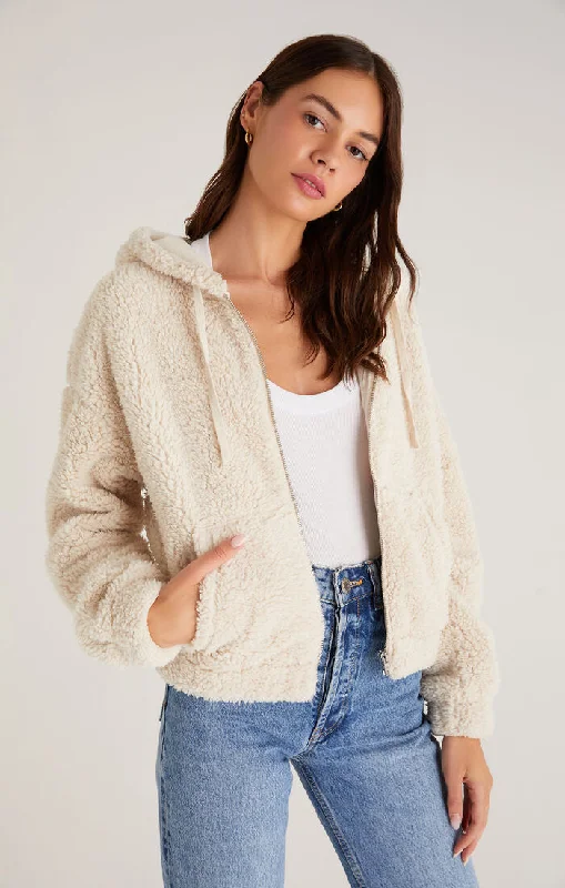 Zuri Sherpa Zip Up Jacket Knit Fabric Woven Fabric Fleece Fabric