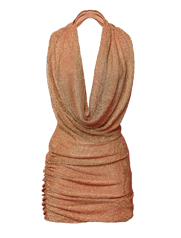 Amazon Mini dress Bronze Comfortable Ruffle Mini Dress