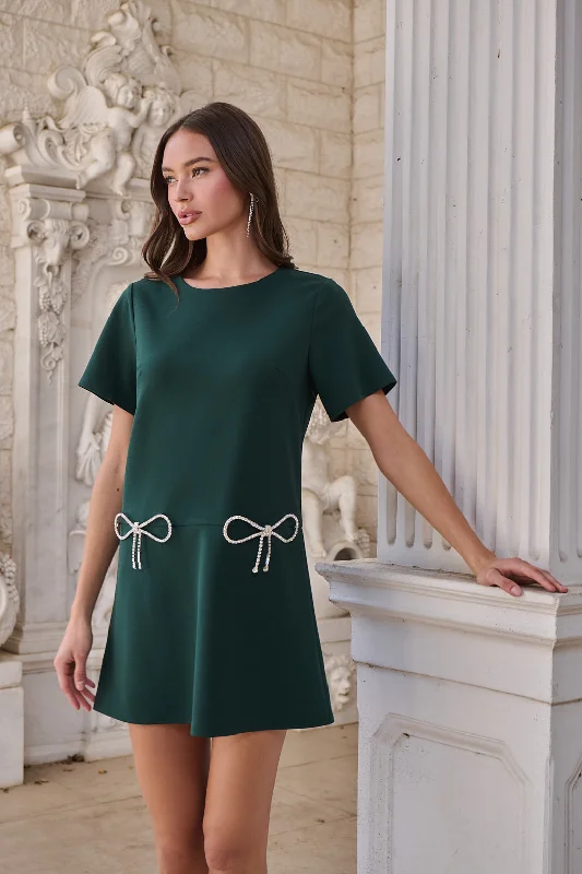 Benicia Bow Shift Mini Dress Stylish Short Sleeve Mini Dress