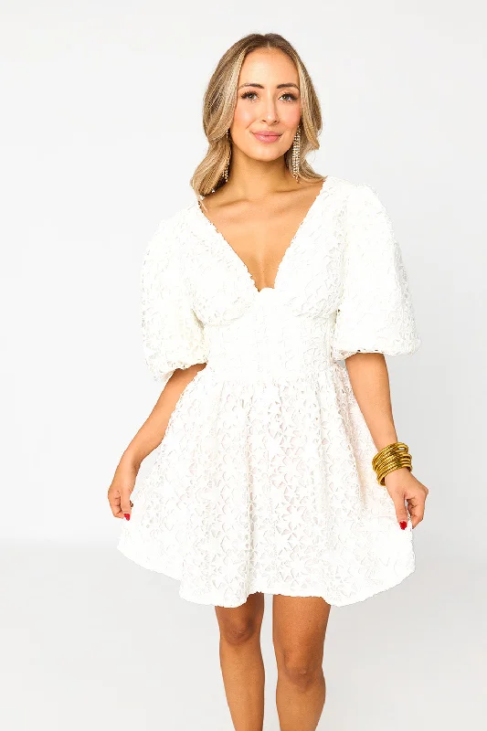 Bonnie Puff Sleeve Mini Dress - Equinox Stylish Short-Sleeve Mini Dress