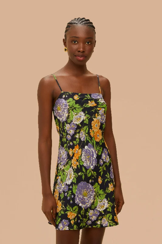 Capri Floral Black Sleveless Mini Dress Cozy Long Sleeve Mini Dress