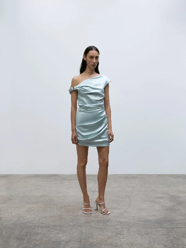 Claw Remmy Mini Dress | Mineral Blue Comfortable Fit-and-Flare Mini Dress