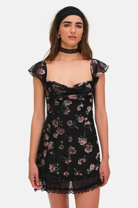 Aigrette Mini Dress Black Comfortable Shift Mini Dress