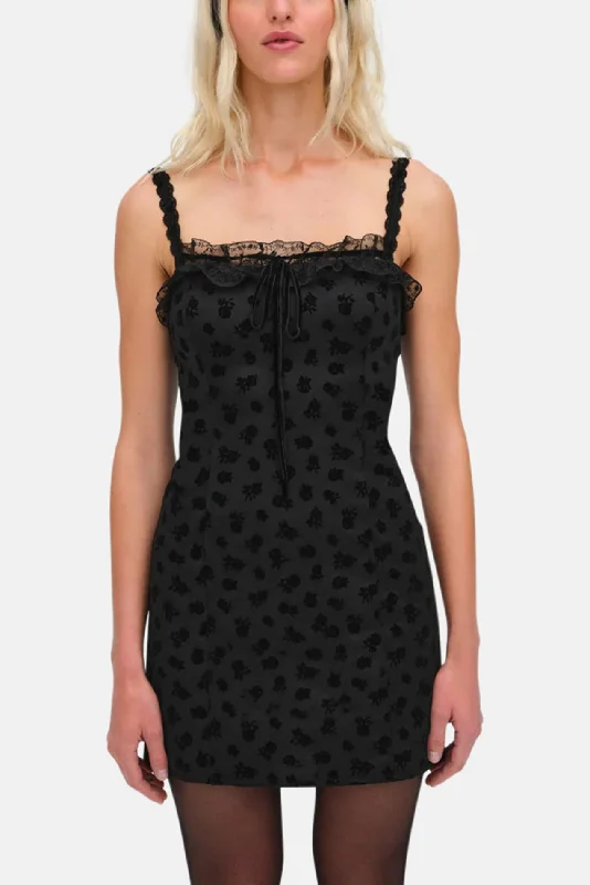 Claira Mini Dress Black Comfortable Zip-Up Mini Dress