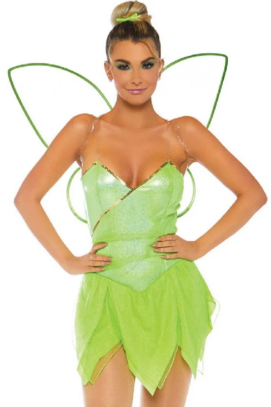 Forest Fairy Elf Cosplay Wing Petal Hem Halloween Party Mini Dress - Light Green Comfortable Smocked Mini Dress