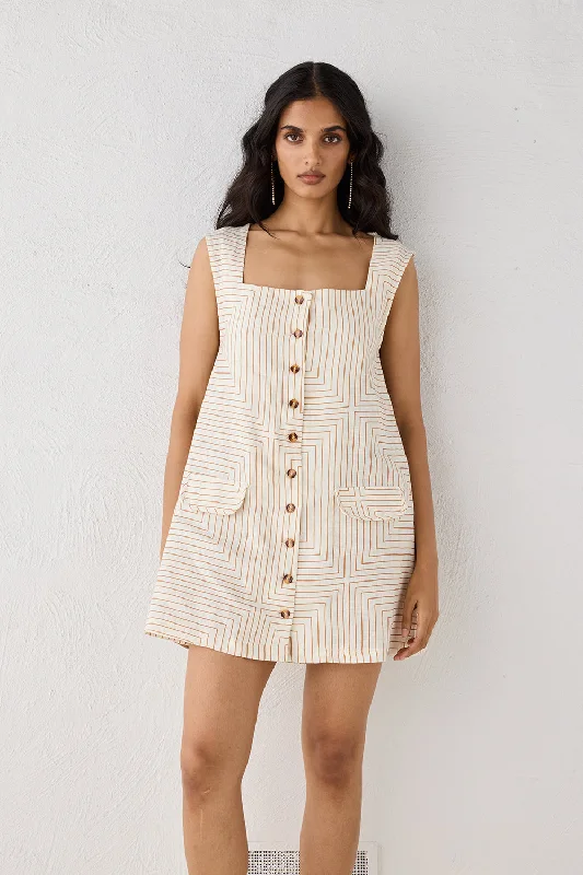Heidi Linen Mini Dress Juno Fashionable Pleated Mini Dress