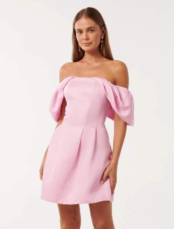 Jacquie Off Shoulder Mini Dress Trendy Tie-Dye Mini Dress