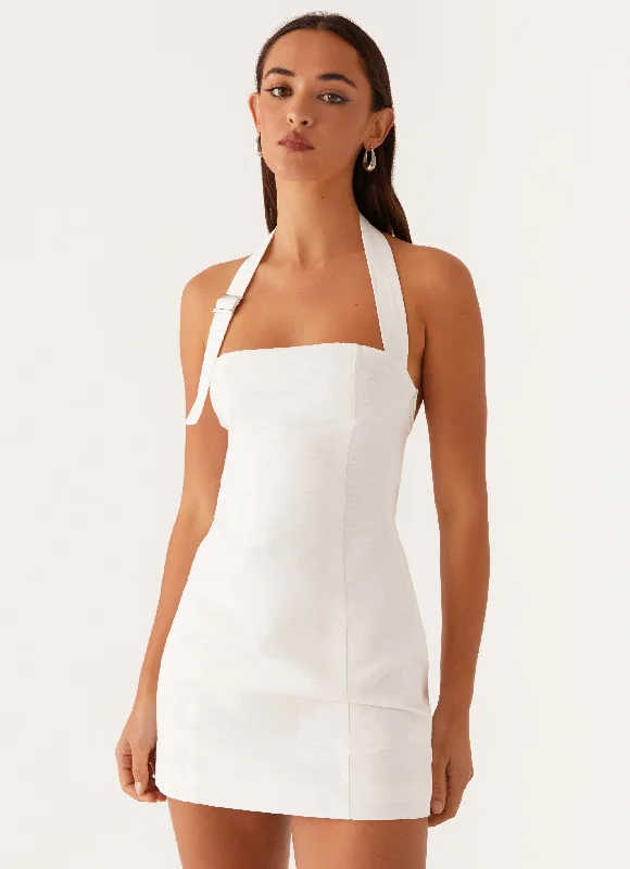 Julianna Linen Mini Dress - White Cozy Cotton Mini Dress