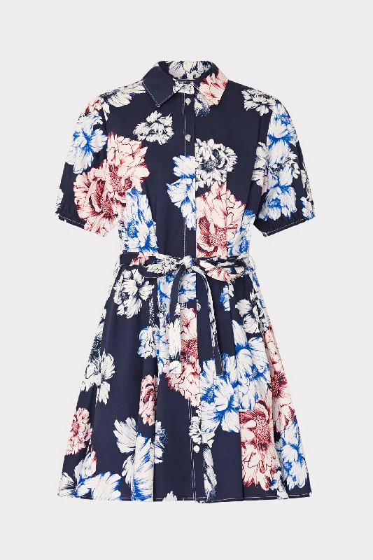 Juni Printed Poplin Mini Dress Chic Tropical Mini Dress