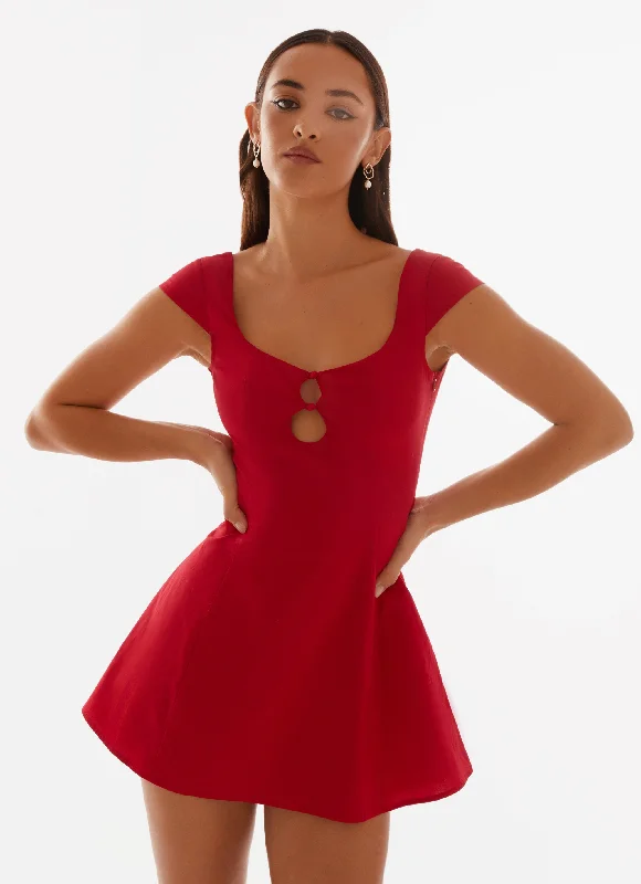 Kinley Mini Dress - Red Classic Striped Mini Dress
