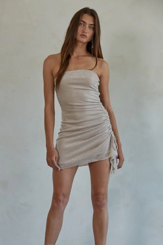 Belle amini Mini Dress in taupe Classic White Mini Dress