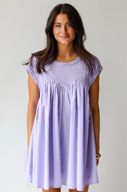 FINAL SALE - Lovely Affection Contrast Babydoll Mini Dress Casual Button-Up Mini Dress