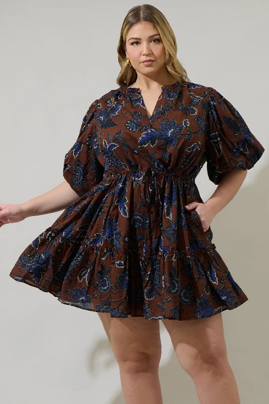 Marlina Floral Noella Shift Mini Dress Curve Fashionable A-Line Mini Dress