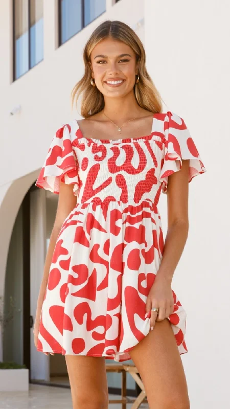 Molly Mini Dress - Florence Print Elegant Vintage Mini Dress