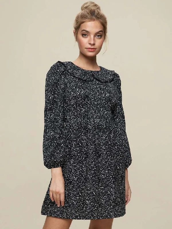 Petite Monochrome 3/4 Sleeve Mini Dress Trendy A-Line Mini Dress