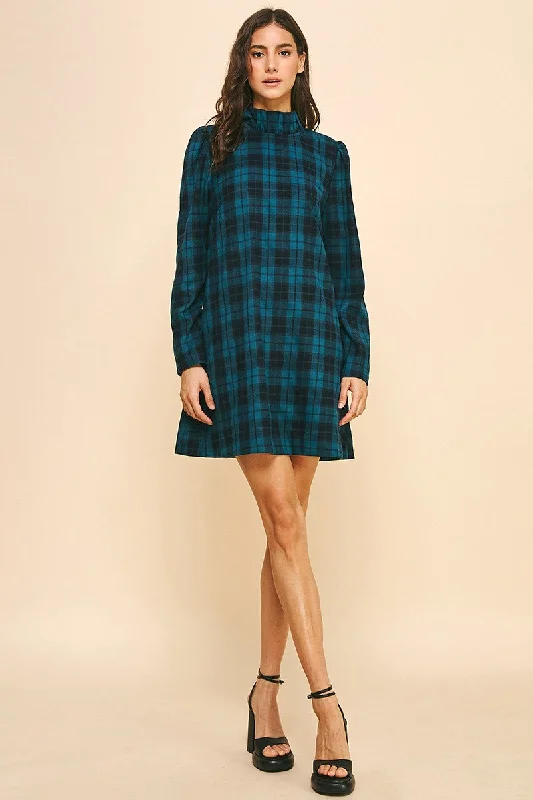 PLAID MINI DRESS Trendy Cut-Out Mini Dress