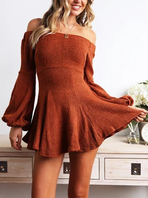 Puff Sleeve Off-Shoulder Mini Dress Chic Pleated Mini Dress