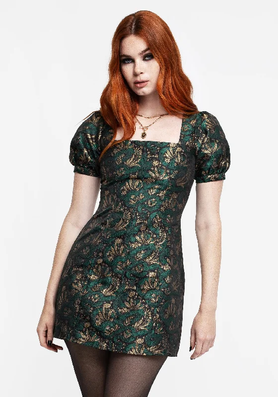 Rena Snake Jacquard Mini Dress Chic Mini Dress with V-Neck