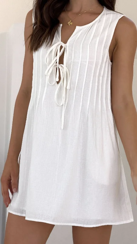 Sahara Mini Dress - White Comfortable Boho Mini Dress