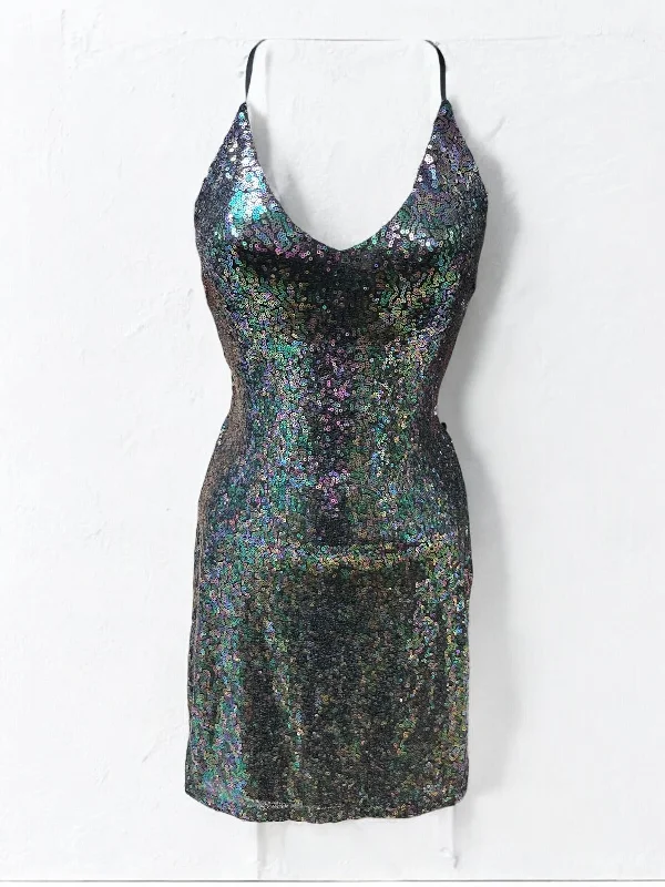 Sequin Mini Dress Bozzolo 21152 Fashionable Mini Dress with Pockets