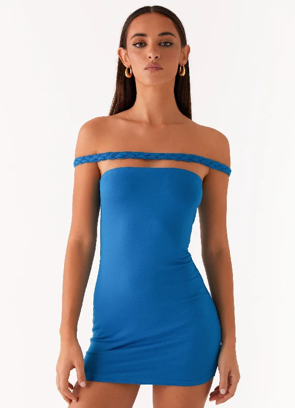 Sunday Sun Mini Dress - Royal Blue Stylish Puff Sleeve Mini Dress