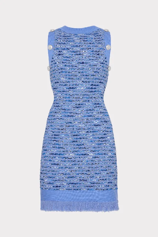 Textured Fringe Knit Mini Dress Fashionable Polka Dot Mini Dress