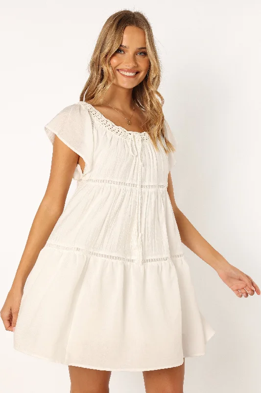 Ulla Mini Dress - White Comfortable Boho Mini Dress