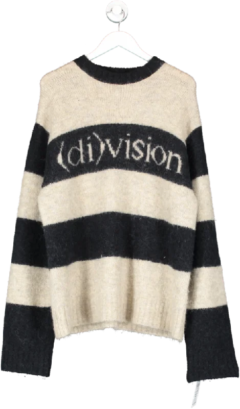 (di)vision Beige Off Striped Jumper UK S Long Sweater Short Sweater Cropped Sweater