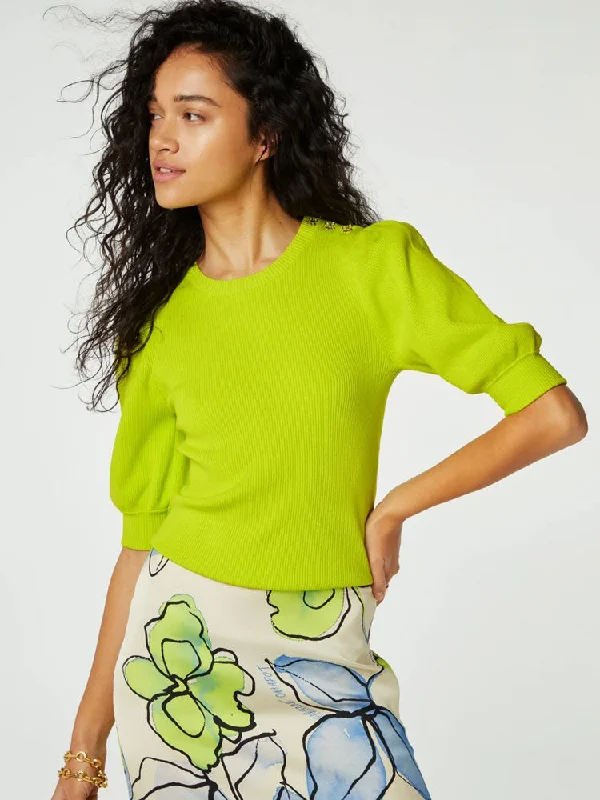 Fabienne Chapot Lillian Short Sleeve Jumper Lovely Lime Real Fur Shearling Chenille