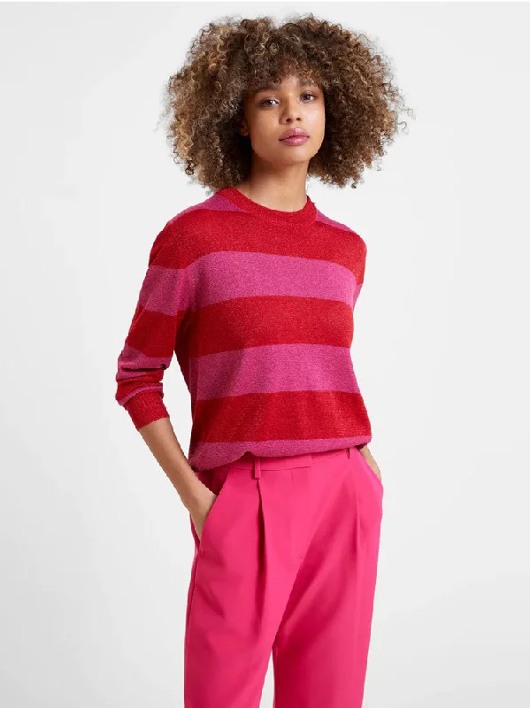 Great Plains Sparkle Stripe Jumper Christmas Rose & Crimson Long Sweater Short Sweater Cropped Sweater