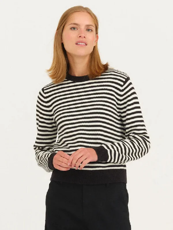 Ivy Copenhagen Skylar Jumper Black & White Striped Satin Blend Silk Blend Wool Blend