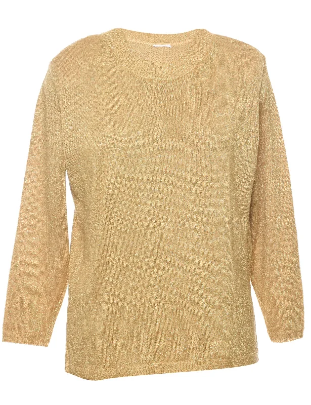 Lurex Thread Pattern Jumper - L Boxy Sweater Fitted Sweater A-Line