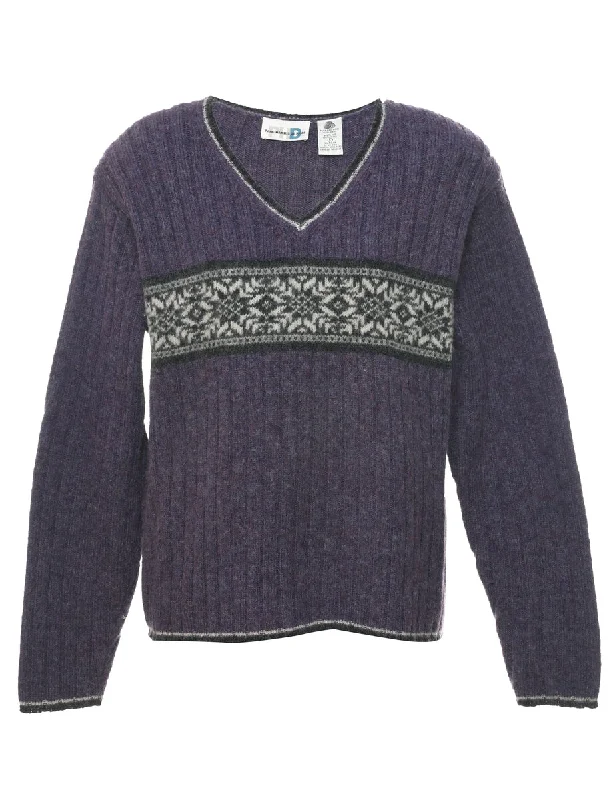 Nordic Wool Purple Jumper - L Denim Fabric Leather Fabric Suede Fabric