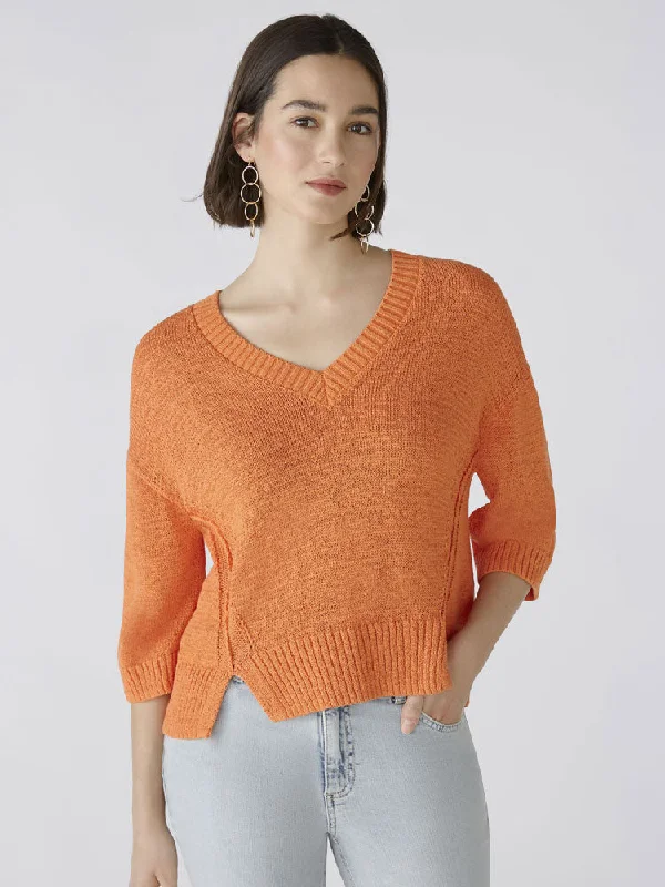 Oui Jumper Vermillion Orange Chenille Blend Fleece Blend Nylon Blend