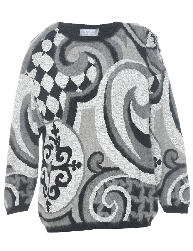 Patterned Jumper - M Houndstooth Herringbone Solid