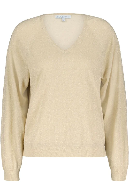 Red Button SRB4223A Fay Champagne Gold Lurex Fine Knit V Neck Jumper Wool Sweater Cotton Sweater Cashmere Sweater