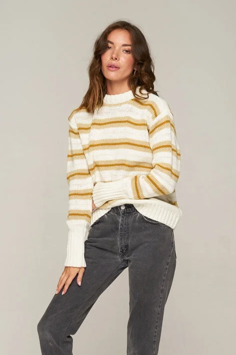 Rue Stiic DAYTONA KNIT JUMPER GOLD /OFF WHITE/SAND STRIPE Modern Contemporary Chic